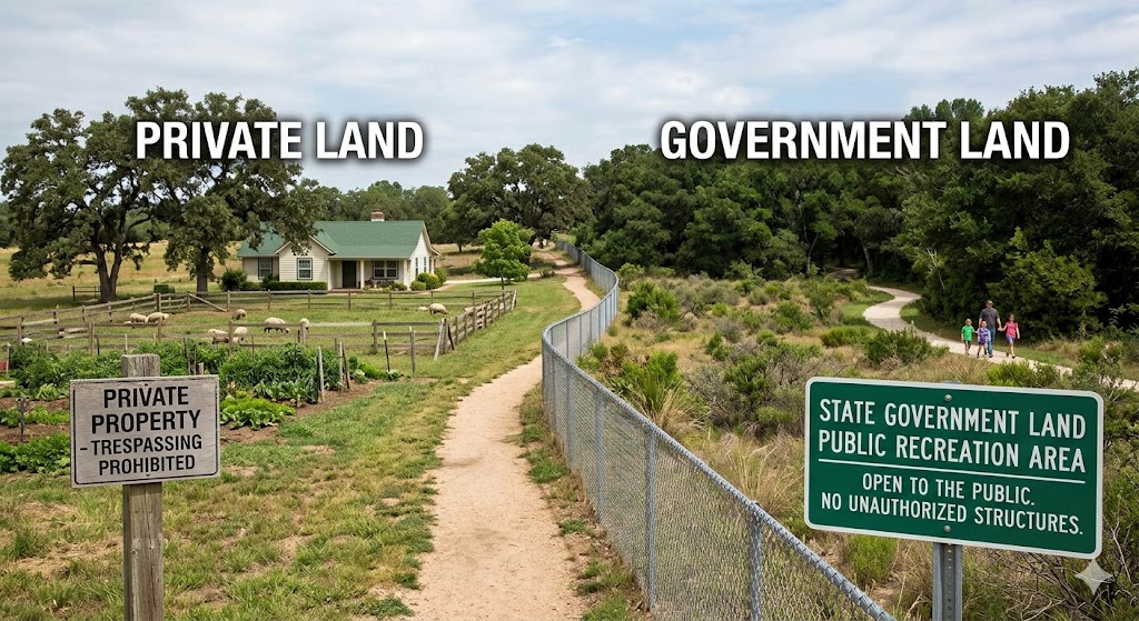 what is diference between government land private land?