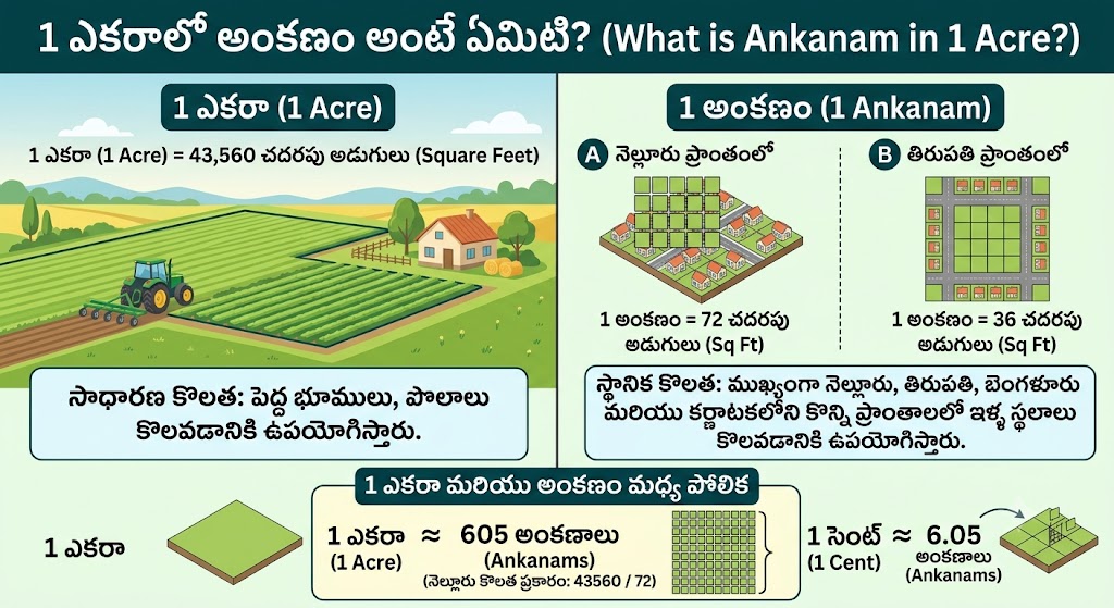 How many ankanams in 1 acre?